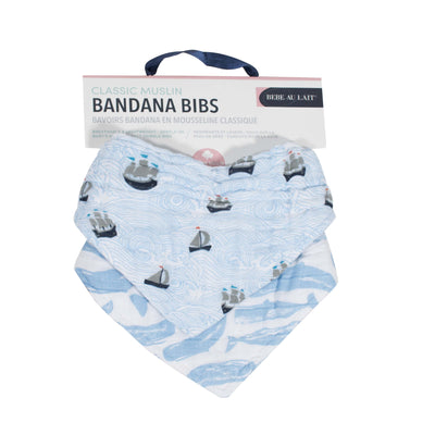 Bebe Au Lait - Muslin Bandana Bibs (2pk) - High Seas & Moby