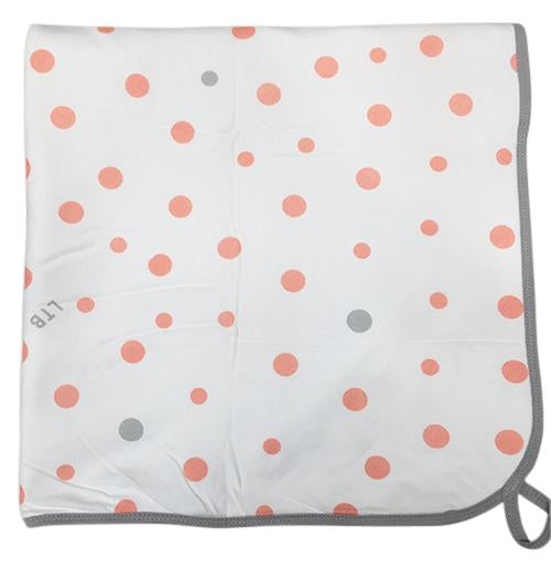 Little Turtle Baby - Hooded Towel - Coral & Grey Spots