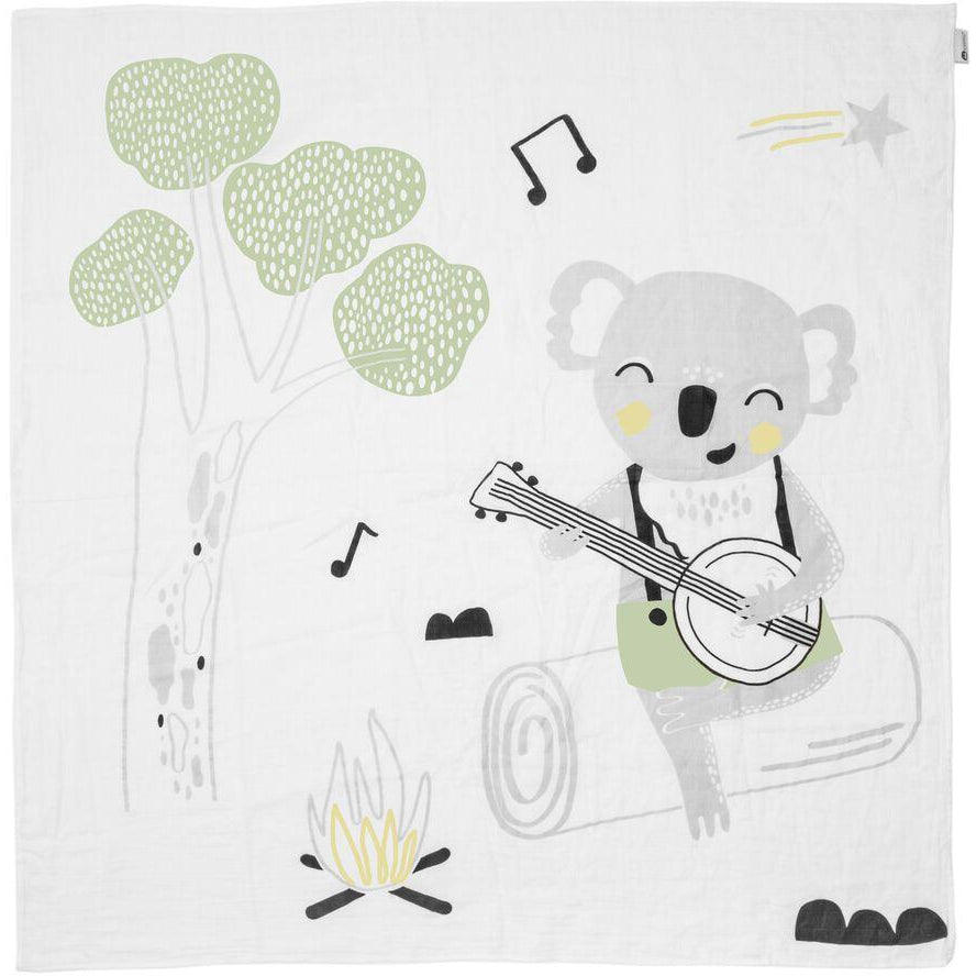 Kippins - Organic Cotton Story Print Muslin Swaddle - Banjo - swaddle - Kippins - Afterpay - Zippay Carry Them Close