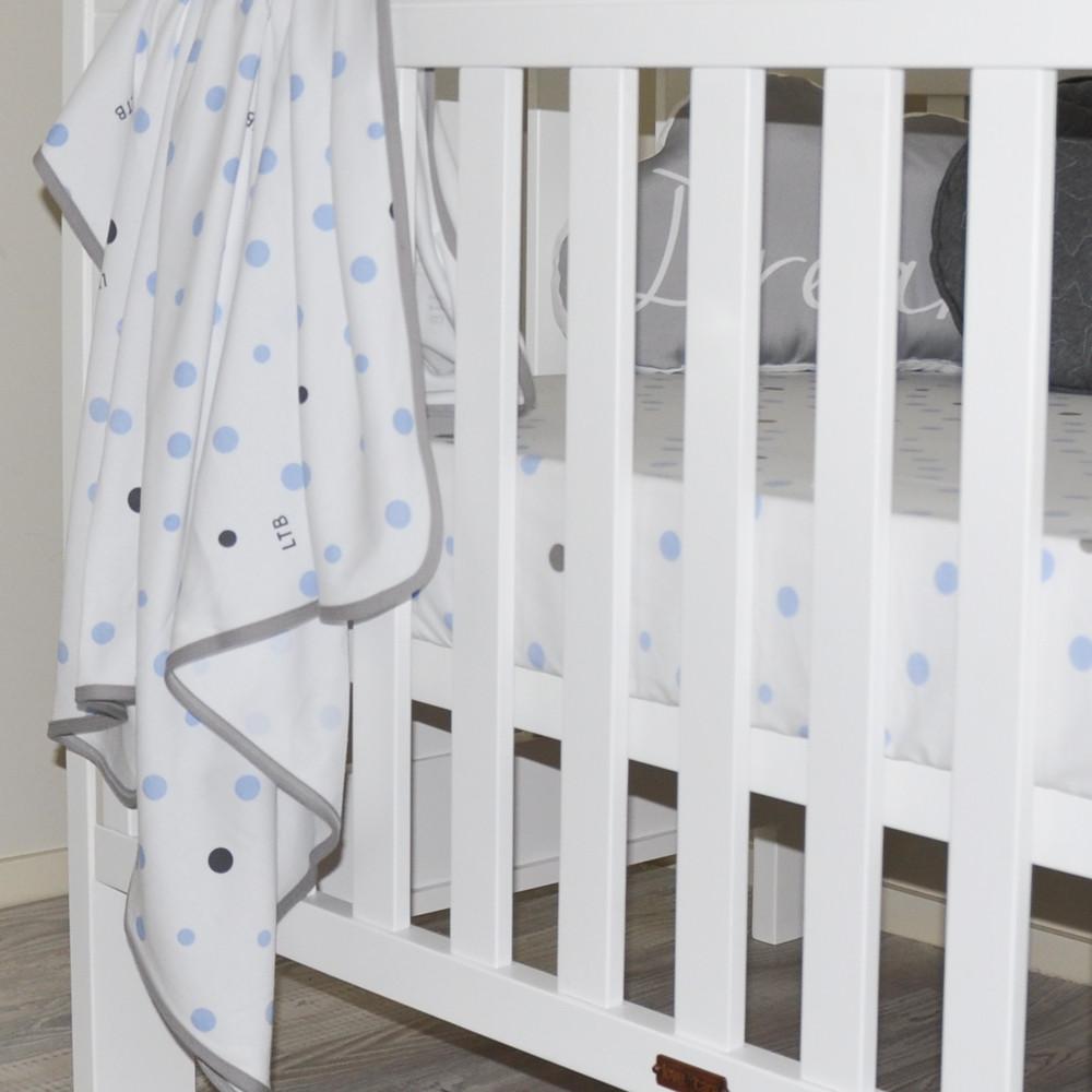 Little Turtle Baby - Stretch Jersey Swaddle - Pale Blue and Grey Spots