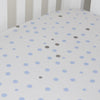 Little Turtle Baby - Fitted Cot Sheet - Pale Blue & Grey Spots
