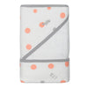Little Turtle Baby - Hooded Towel - Coral & Grey Spots