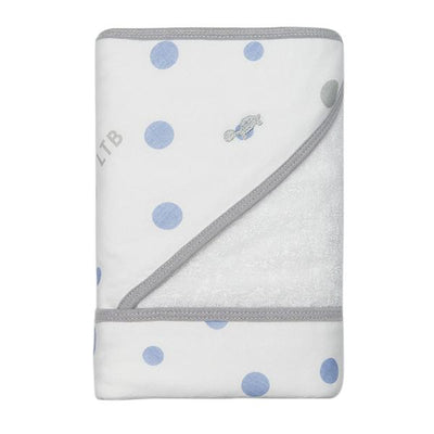 Little Turtle Baby - Hooded Towel - Pale Blue & Grey Spots