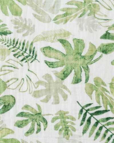 Little Unicorn - Cotton Muslin Baby Swaddle - Tropical Leaf