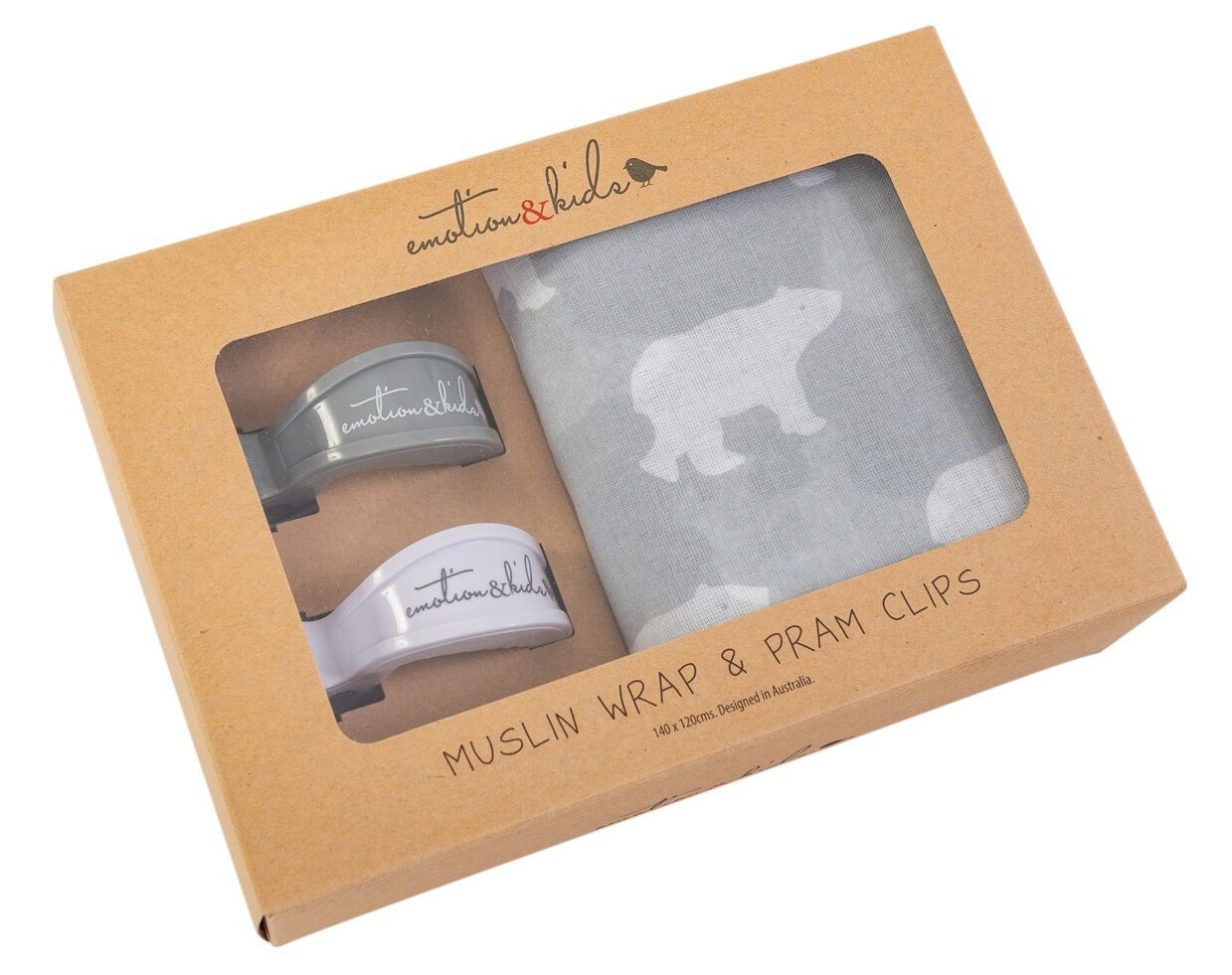 Emotion & Kids - Baby Swaddle Wrap & Pram Peg Set - Polar Bear