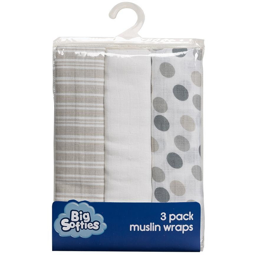 Muslin Wrap Swaddle - Unisex (3 pk) - swaddle - Big Softies - Afterpay - Zippay Carry Them Close