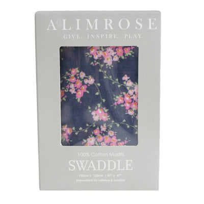 Alimrose Muslin Swaddle - Wildflower Navy