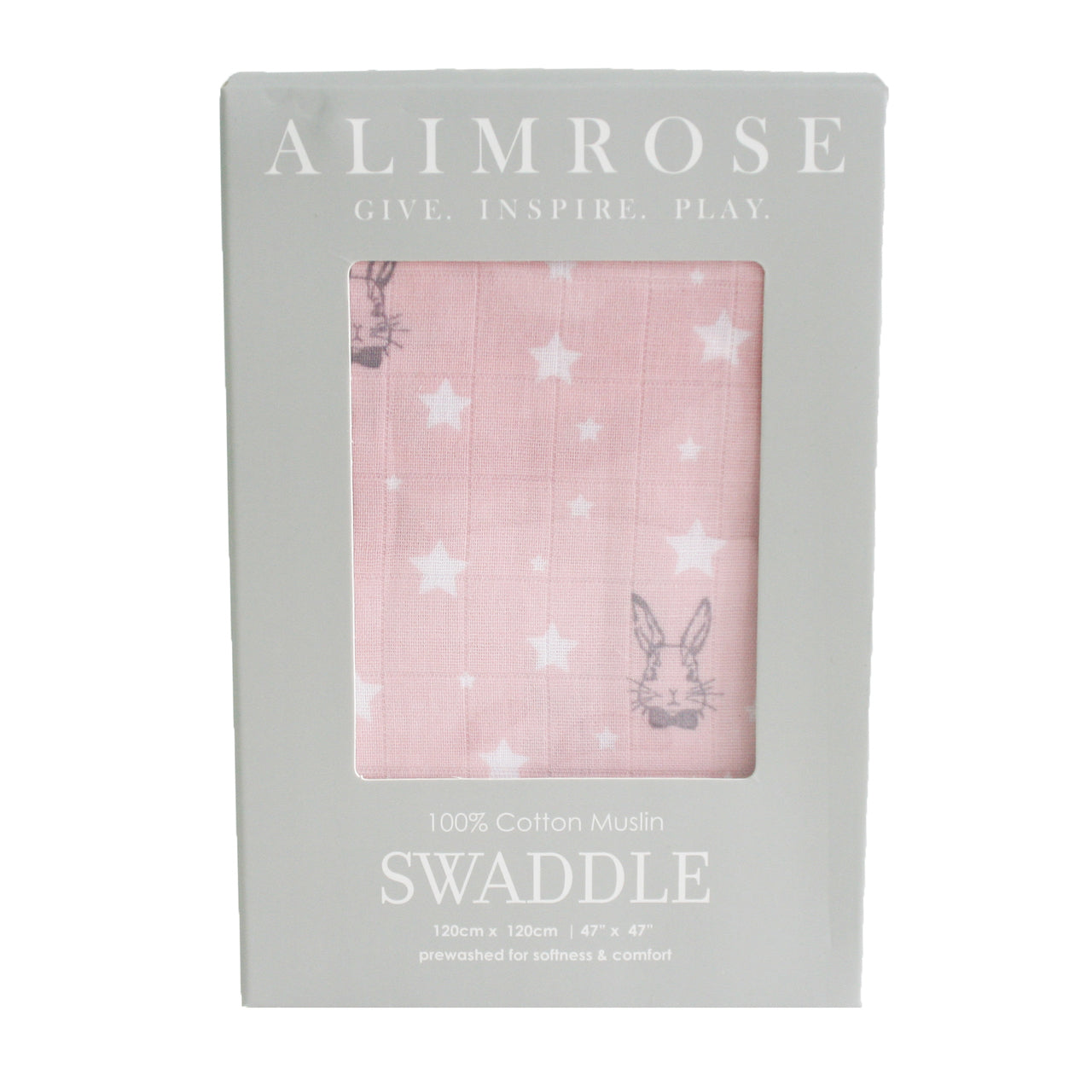 Alimrose Muslin Swaddle Bunny Star Pink Carry Them Close