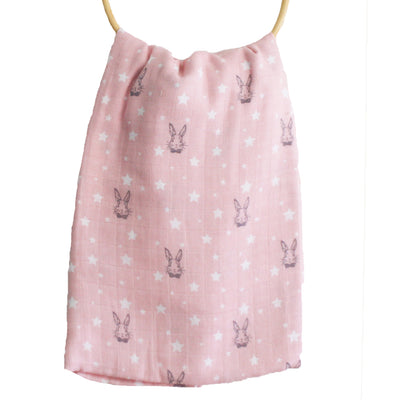 Alimrose Muslin Swaddle - Bunny Star Pink