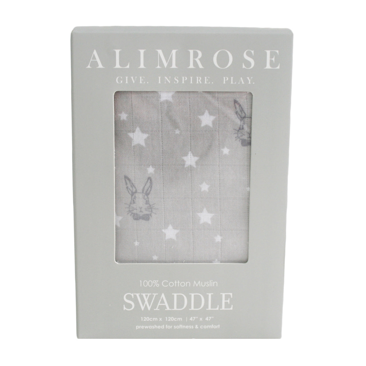 Alimrose Muslin Swaddle - Bunny Star Grey