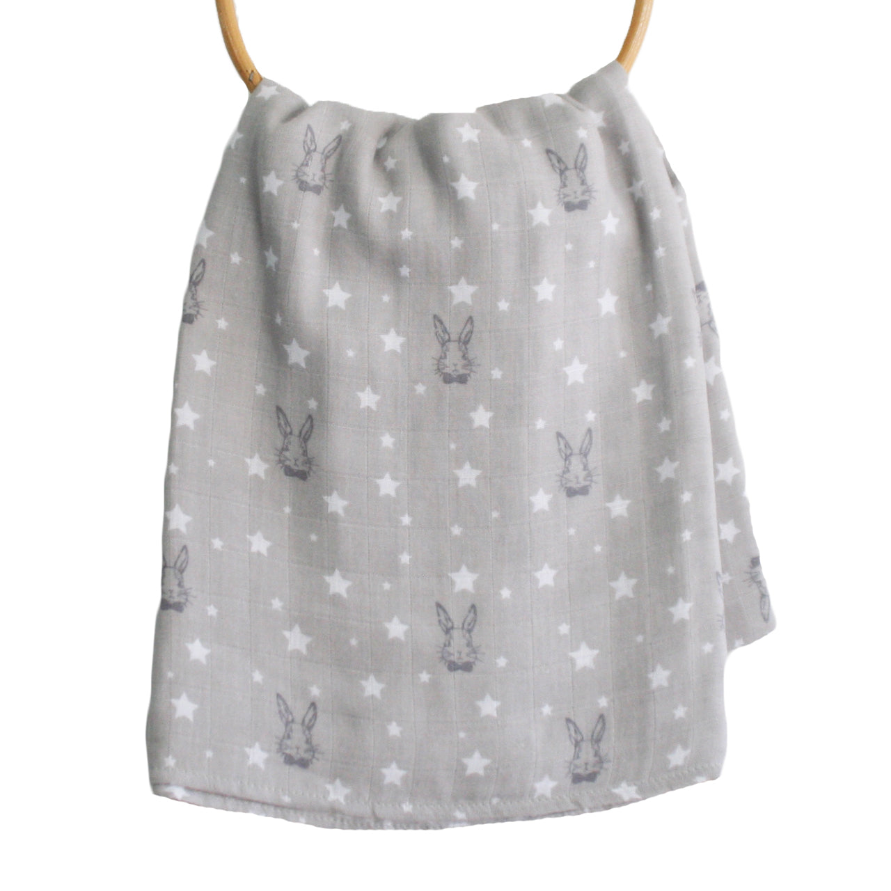 Alimrose Muslin Swaddle - Bunny Star Grey