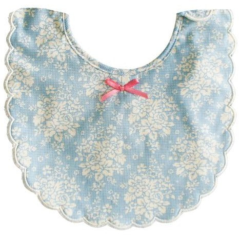 Alimrose - Scallop Bib Blue Pink Ribbon