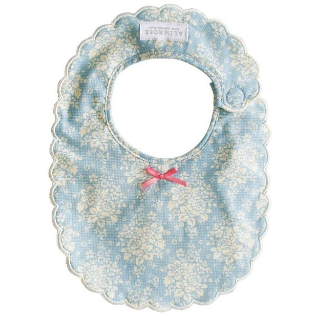 Alimrose - Scallop Bib Blue Pink Ribbon