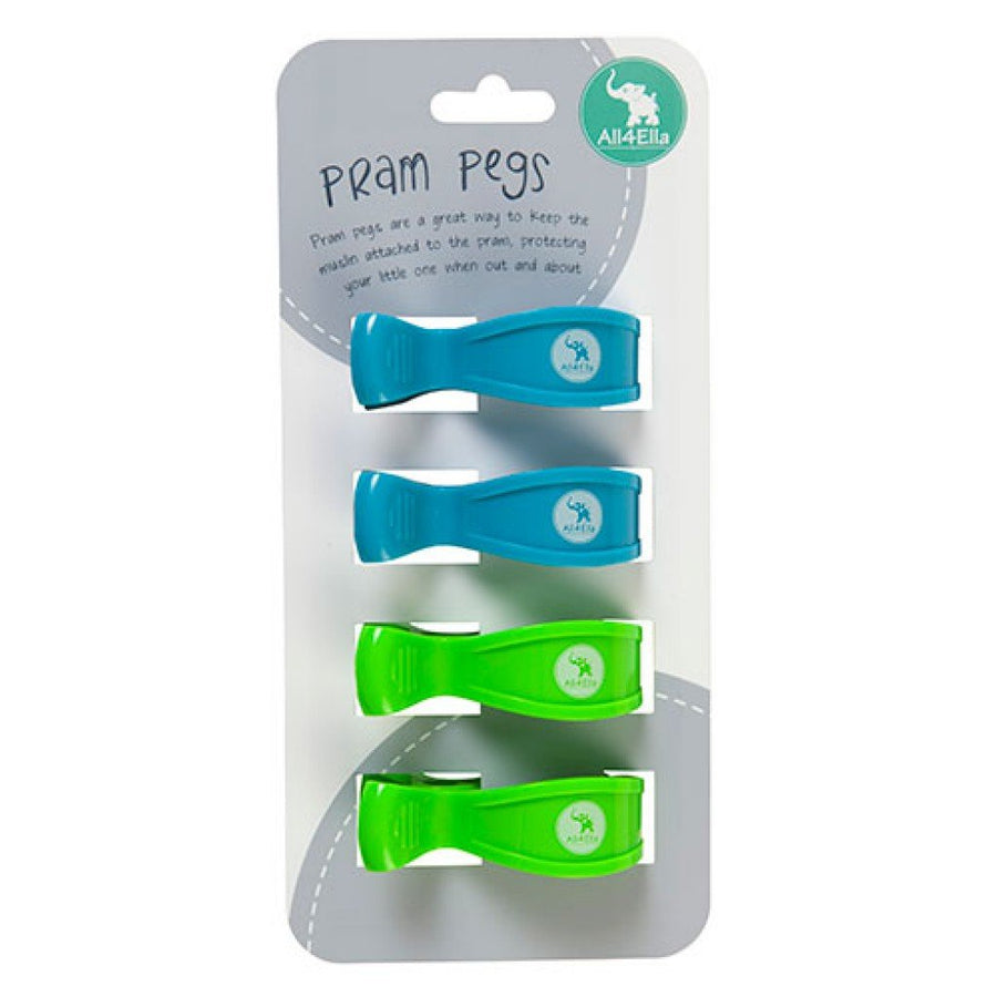 All4Ella Pram Pegs (4set) - Blue / Green (Fluro)