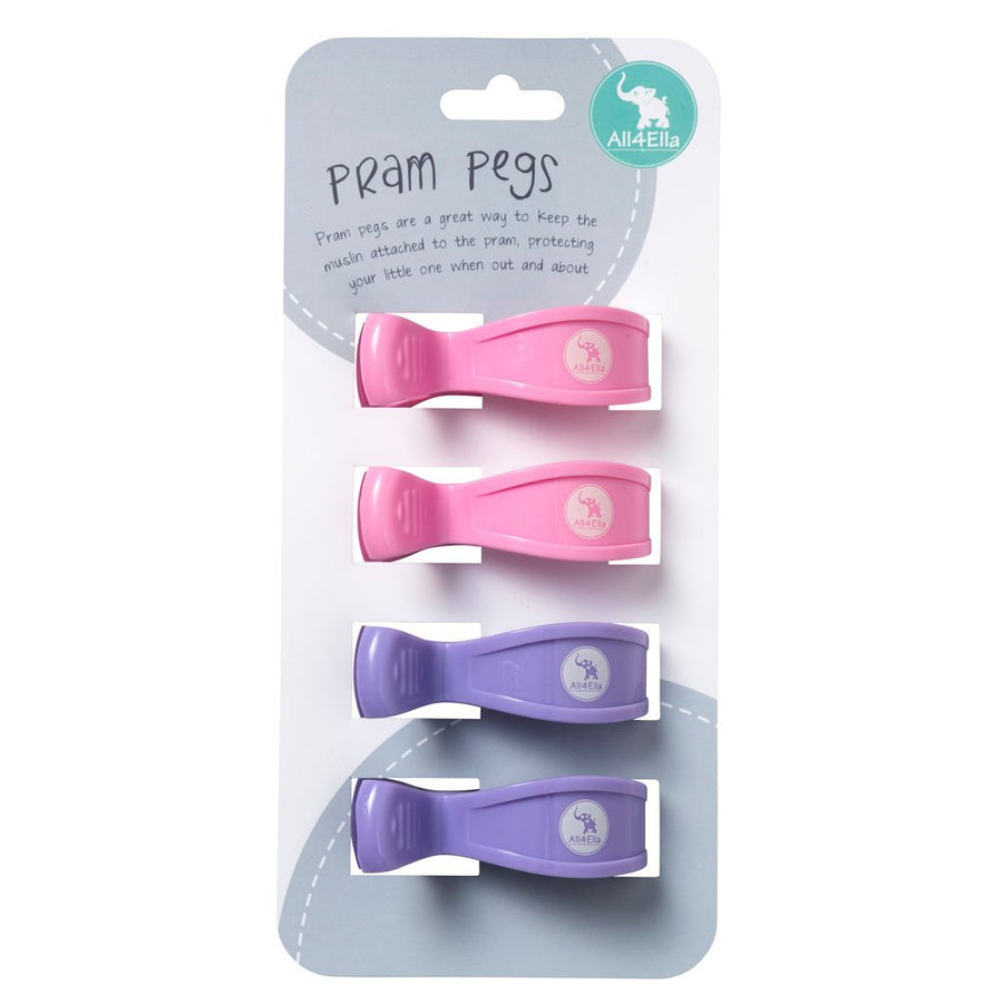 All4Ella Pram Pegs (4set) - Pastel Purple / Pink