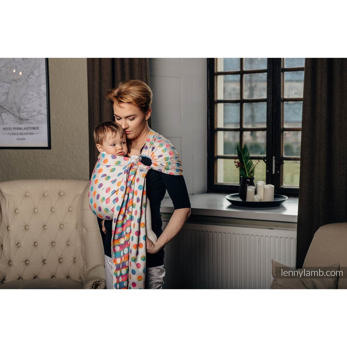 Lenny Lamb Ring Sling - POLKA DOTS RAINBOW - Ring Sling - Lenny Lamb - Afterpay - Zippay Carry Them Close
