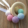 Crochet and Wooden Rattle Pastle Rainbow with with Maple Wood Teether - Teething Necklace - Nature Bubz - Afterpay - Zippay Carry Them Close