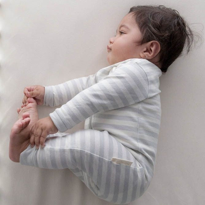Woolbabe Sleep Suit Merino Wool/Cotton - Pebble - Clothing - Woolbabe - Afterpay - Zippay Carry Them Close
