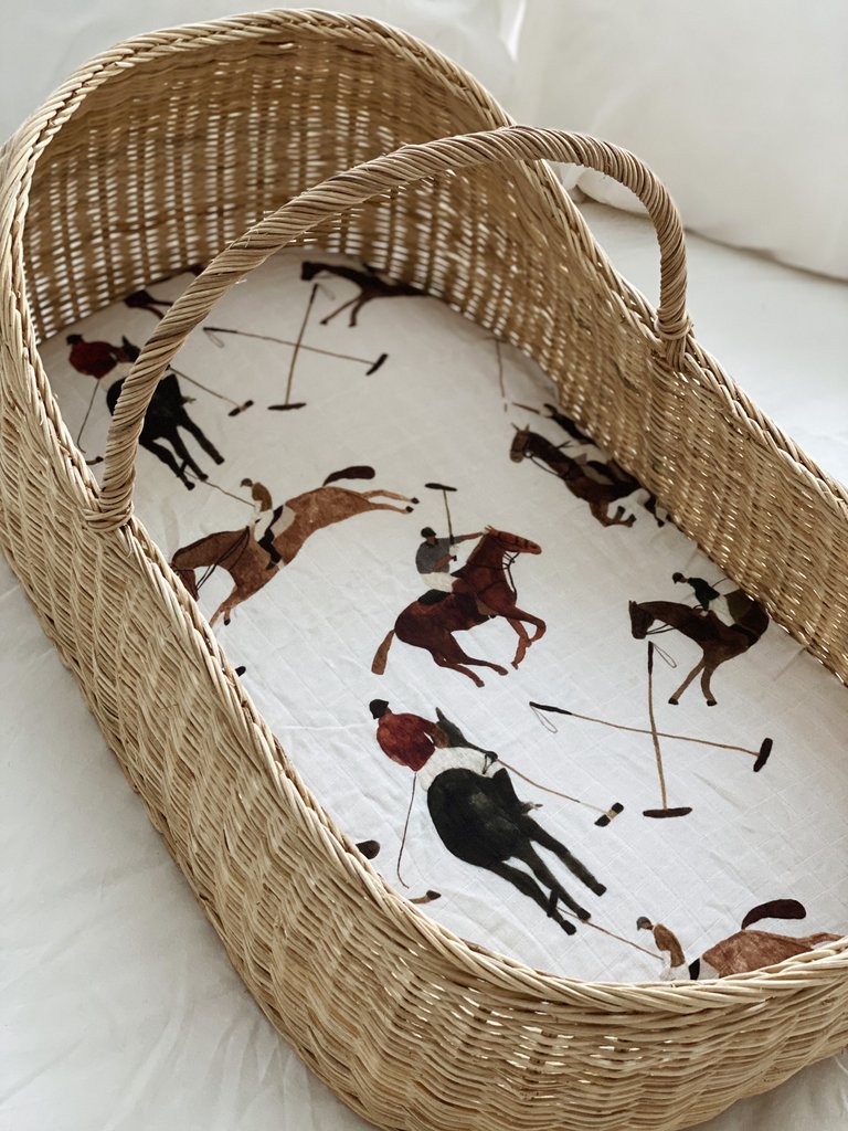 Pop Ya Tot - Cotton Muslin Bassinet Sheet - Polo Club