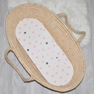 Little Turtle Baby - Changing Pad Cover - Pale Pink & Grey Spots