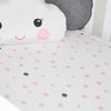 Little Turtle Baby - Fitted Cot Sheet - Pale Pink & Grey Spots