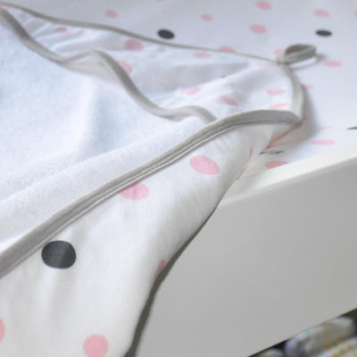Little Turtle Baby - Hooded Towel - Pale Pink & Grey Spots