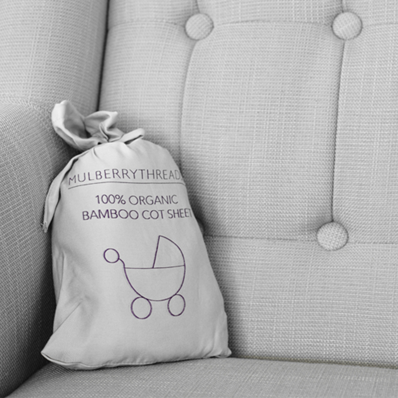 Mulberry Threads - Organic Bamboo Cot Sheets - Silver