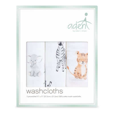 Aden and Anais - Aden by Anais - Wash Cloth Set - Safari Babes