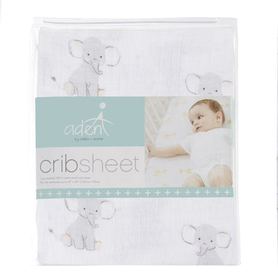 Aden and Anais - Aden by Aden + Anais - Cot Sheet Muslin - Safari Babes - Elephants