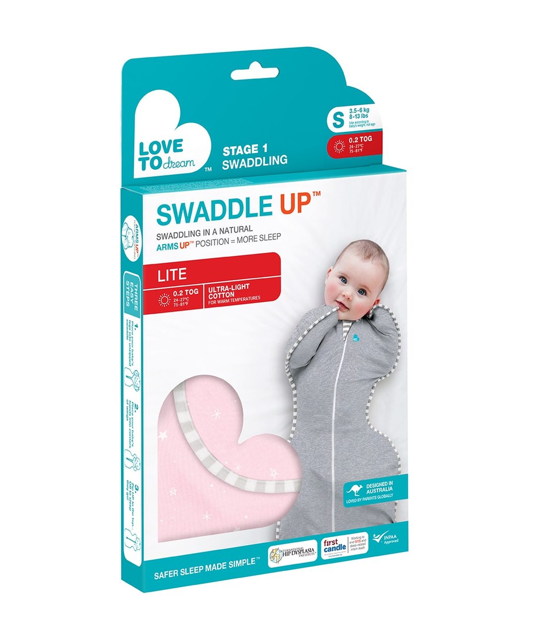 Love to Dream - SWADDLE UP TRANSITION BAG Lite 0.2 TOG - Pink