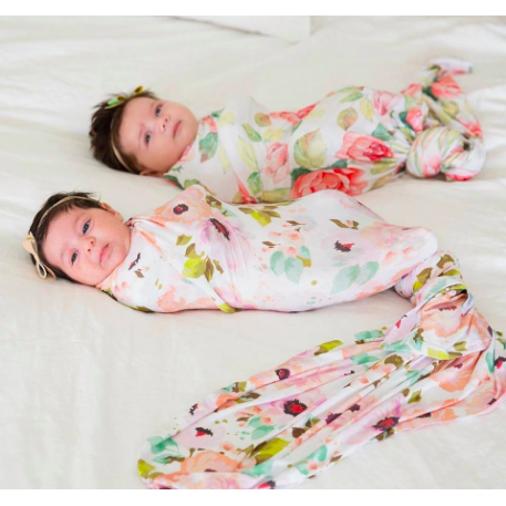 Bamboo Baby Swaddle Set - White Winter Peony - Swaddle - Posh Peanut - Afterpay - Zippay Carry Them Close