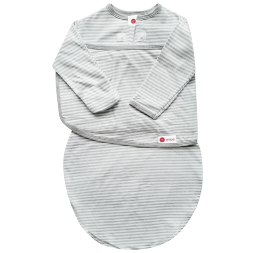 Embe - Starter 2-way Long Sleeve Swaddle - Gray Stripe