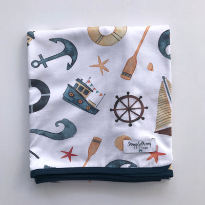 Snuggle Hunny Kids - Jersey Baby Wrap Swaddle & Beanie (Set) - Shipwreck