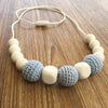 Crochet and Silicone Bead Nursing Necklace - Blue/white - Teething Necklace - Nature Bubz - Afterpay - Zippay Carry Them Close