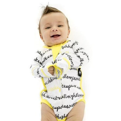 Sleepy Bub Romper Swaddle - Hello Sleep Yellow - Swaddle - Sleepy Bubs - Afterpay - Zippay Carry Them Close