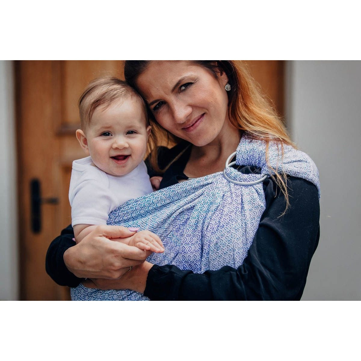 Lenny Lamb Ring Sling - Little Love Summer Sky (Merino, Silk, Wool, Cashmere, Cotton), , Ring Sling, Lenny Lamb, Carry Them Close  - 10
