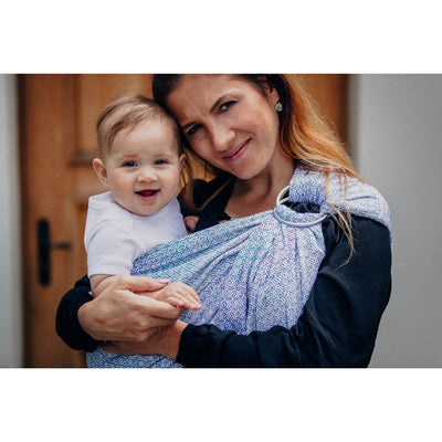 Lenny Lamb Ring Sling - Little Love Summer Sky (Merino, Silk, Wool, Cashmere, Cotton), , Ring Sling, Lenny Lamb, Carry Them Close  - 10