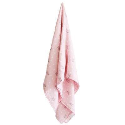 Alimrose Muslin Swaddle - Bunny Star Pink