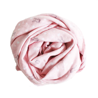 Alimrose Muslin Swaddle - Bunny Star Pink