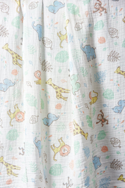 The Little Linen Company - Cotton Muslin Baby Swaddle - Jungle Mates