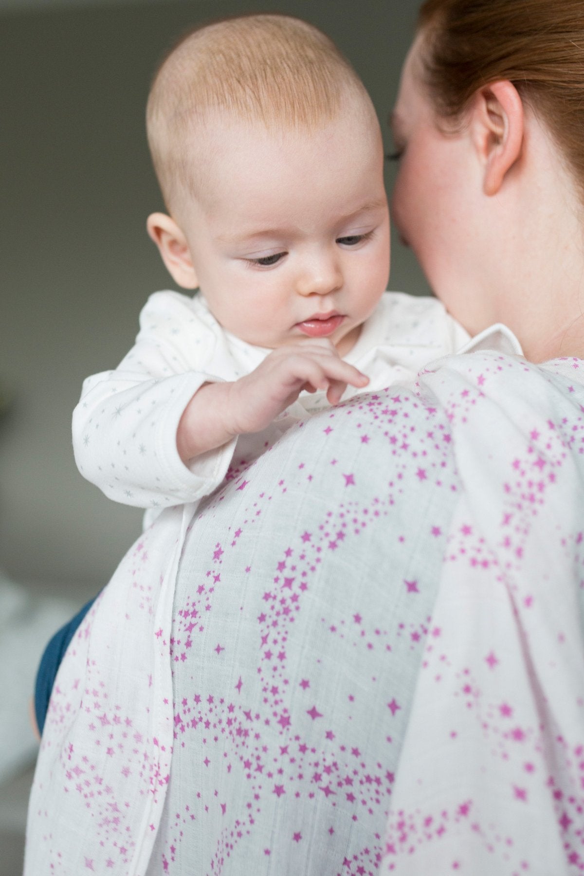 The Little Linen Company Cotton Muslin Baby Swaddle Starlight Pink