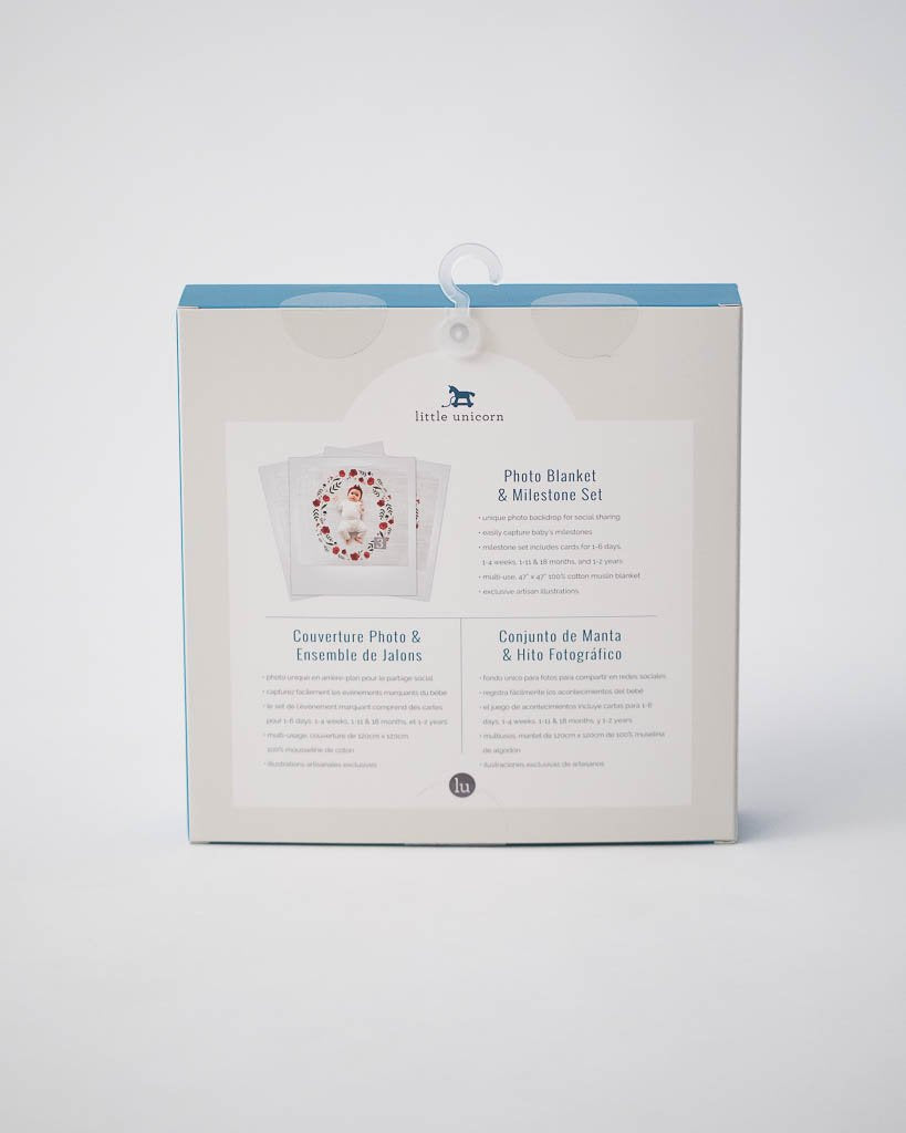 Little Unicorn - Photo Blanket Swaddle & Milestone Set - Summer Poppy