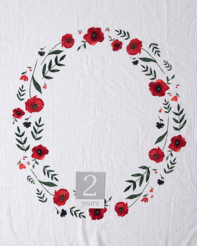 Little Unicorn - Photo Blanket Swaddle & Milestone Set - Summer Poppy