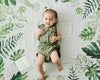 Little Unicorn - Photo Blanket Swaddle & Milestone Set - Tropical Leaf