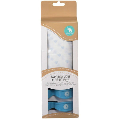 All4Ella Bamboo Baby Swaddle Wrap & Pram Peg Set - Blue Heart - Swaddle - All4Ella - Afterpay - Zippay Carry Them Close