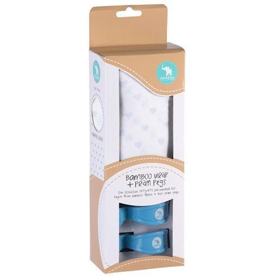 All4Ella Bamboo Baby Swaddle Wrap & Pram Peg Set - Blue Heart - Swaddle - All4Ella - Afterpay - Zippay Carry Them Close