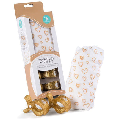 All4Ella Bamboo Baby Swaddle Wrap & Pram Peg Set - Gold Hearts - Swaddle - All4Ella - Afterpay - Zippay Carry Them Close