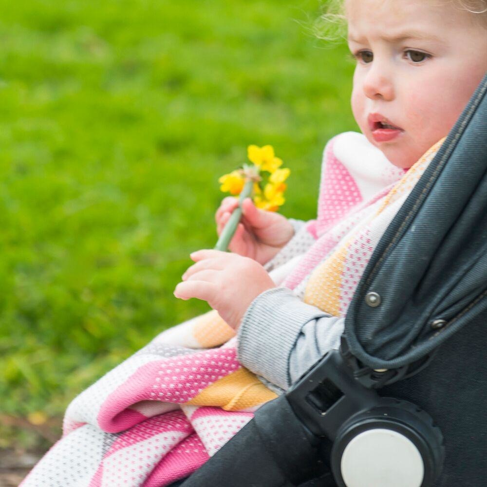 Weegoamigo Bamboo Knitted Baby Blanket - Geo Pink - Baby Blankets - Weegoamigo - Afterpay - Zippay Carry Them Close