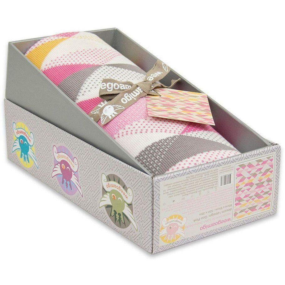 Weegoamigo Bamboo Knitted Baby Blanket - Geo Pink - Baby Blankets - Weegoamigo - Afterpay - Zippay Carry Them Close