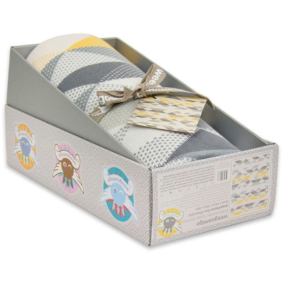 Weegoamigo Bamboo Knitted Baby Blanket - Geo Charcoal - Baby Blankets - Weegoamigo - Afterpay - Zippay Carry Them Close